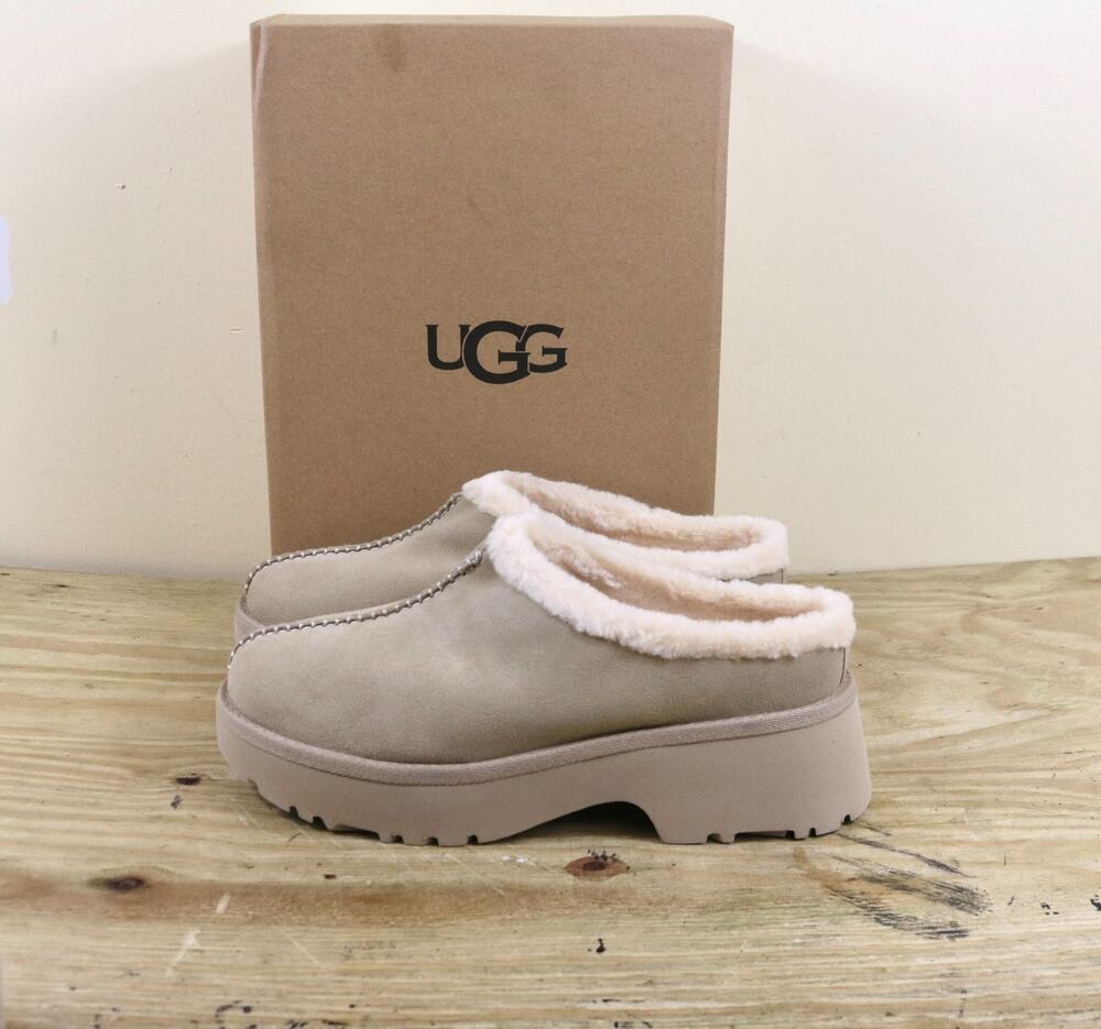 New Ugg Clogs 12 Tan Brown New Heights Cozy Shearling Lined Platform Shoes
